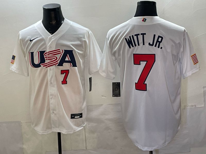 Men 2026 World Cub USA #7 Witt jr white Nike MLB Jersey style 07